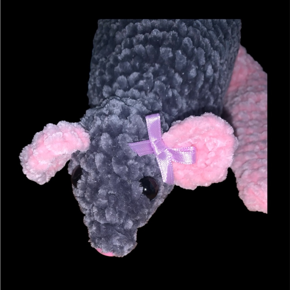 Hand crafted rat plush Gray and Pink made to order - Picture 2 of 2